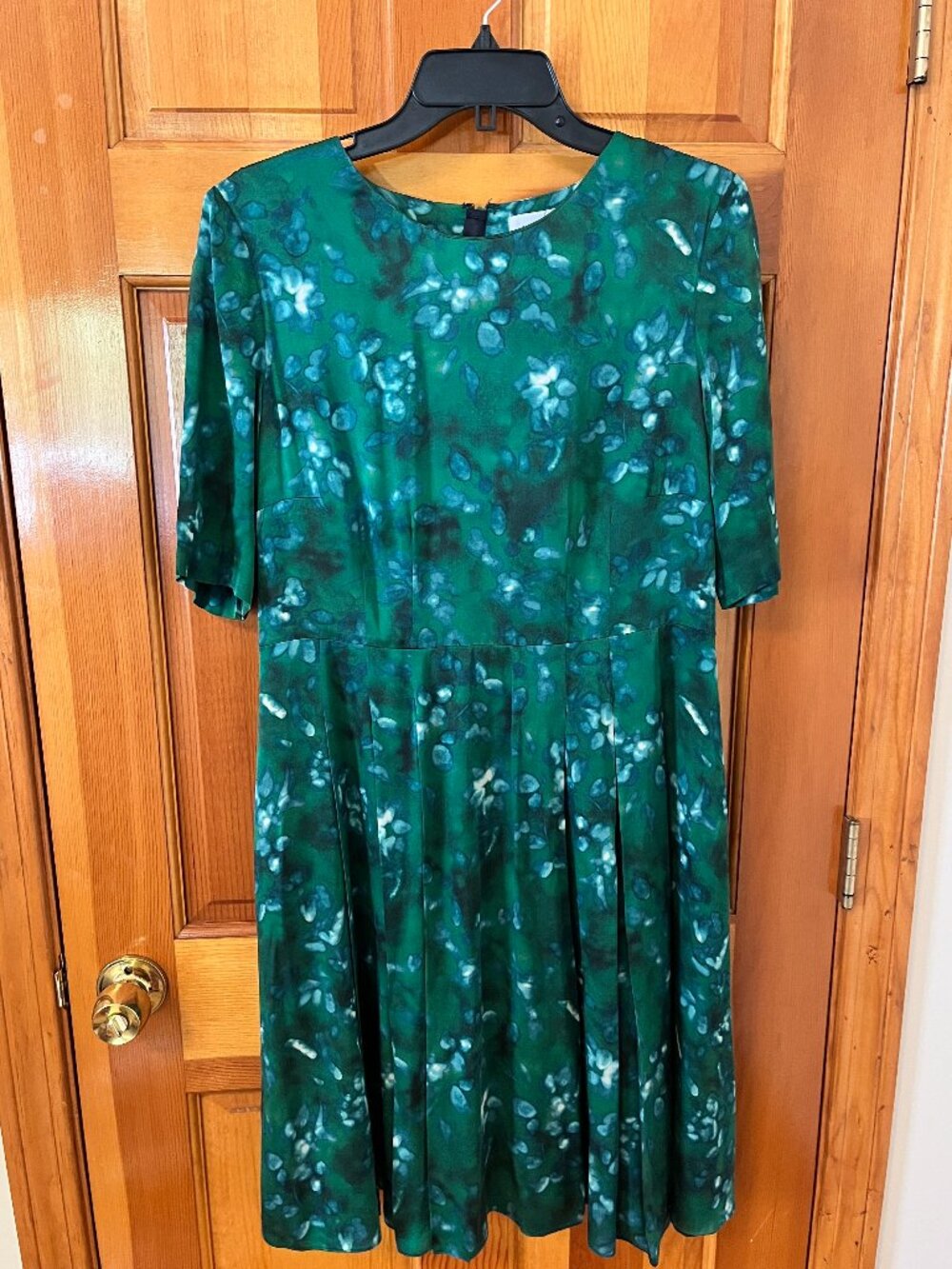 100% Silk Green/Blue Jigsaw Dress Size 10